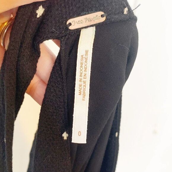 Free People Abbie Printed Polka Dot Mini Dress Mock Neck with Tie Women’s Size 0 - Picture 9 of 12